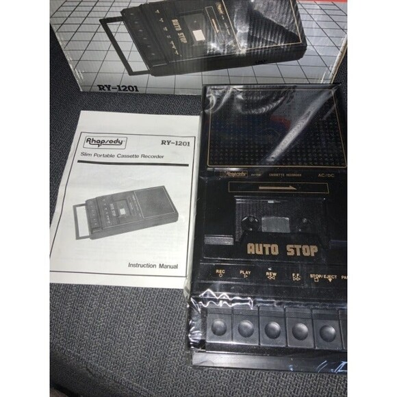 New Old Stock Alaron Rhapsody Vtg RY-1201 Portable Slimline Cassette Recrdrer - Picture 5 of 6